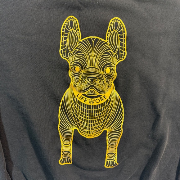 Lifework Radog Black Sweatshirt Gold Foil French Bulldog Dog Frenchie Graphic XL - Picture 2 of 9
